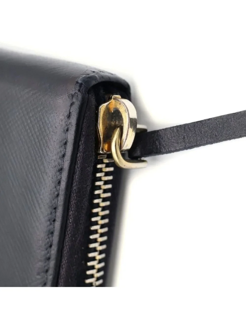Prada Round Zip Leather Coin Case Black